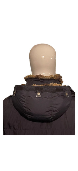 Parajumpers Mens Down Coat Size XL Navy Blue Removable Hooded Fur Jacket - V & G Luxe Boutique
