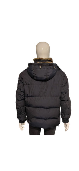 Parajumpers Mens Down Coat Size XL Navy Blue Removable Hooded Fur Jacket - V & G Luxe Boutique