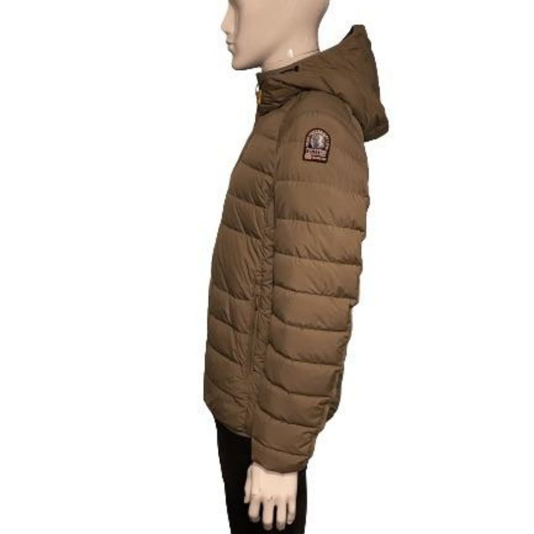 Parajumpers Mens Khaki Down Hooded Coat Jacket, Size Medium - V & G Luxe Boutique