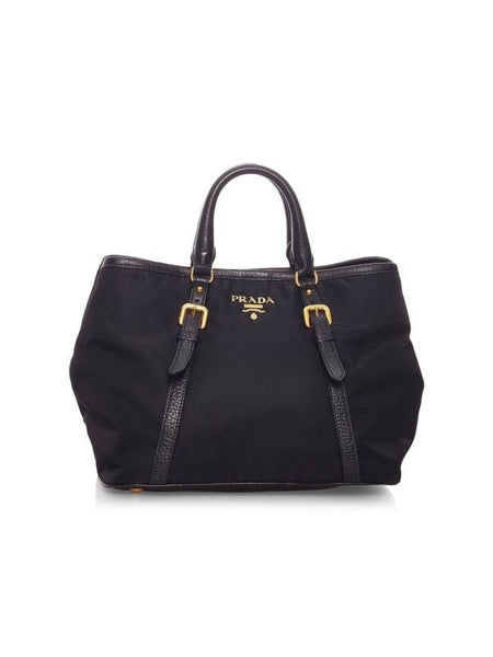 PRADA Tessuto Black Nylon Vitello Tote Handbag - V & G Luxe Boutique