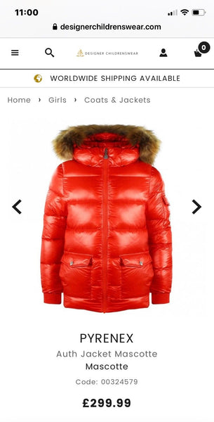 Pyrenex Brand New Kids Red Unisex Mascotte Jacket Coat, Age 14 / Small Adult - V & G Luxe Boutique