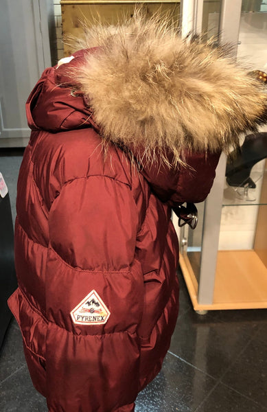 Pyrenex Kids Unisex Burgundy Heidi Fur Hooded Jacket Coat, Age 8 - V & G Luxe Boutique
