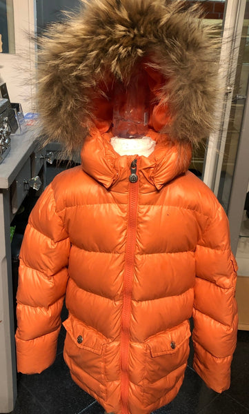 Pyrenex Kids Unisex Salmon Padded Down Jacket Coat With Fur Hood, Age 6 - V & G Luxe Boutique