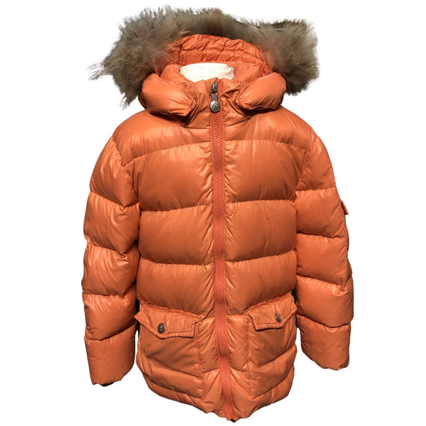 Pyrenex Kids Unisex Salmon Padded Down Jacket Coat With Fur Hood, Age 6 - V & G Luxe Boutique