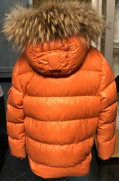 Pyrenex Kids Unisex Salmon Padded Down Jacket Coat With Fur Hood, Age 6 - V & G Luxe Boutique
