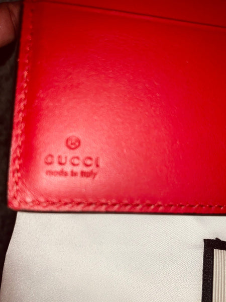Rare Gucci Monogram Pearl Studded Brown & Red Leather Wallet / Purse - V & G Luxe Boutique