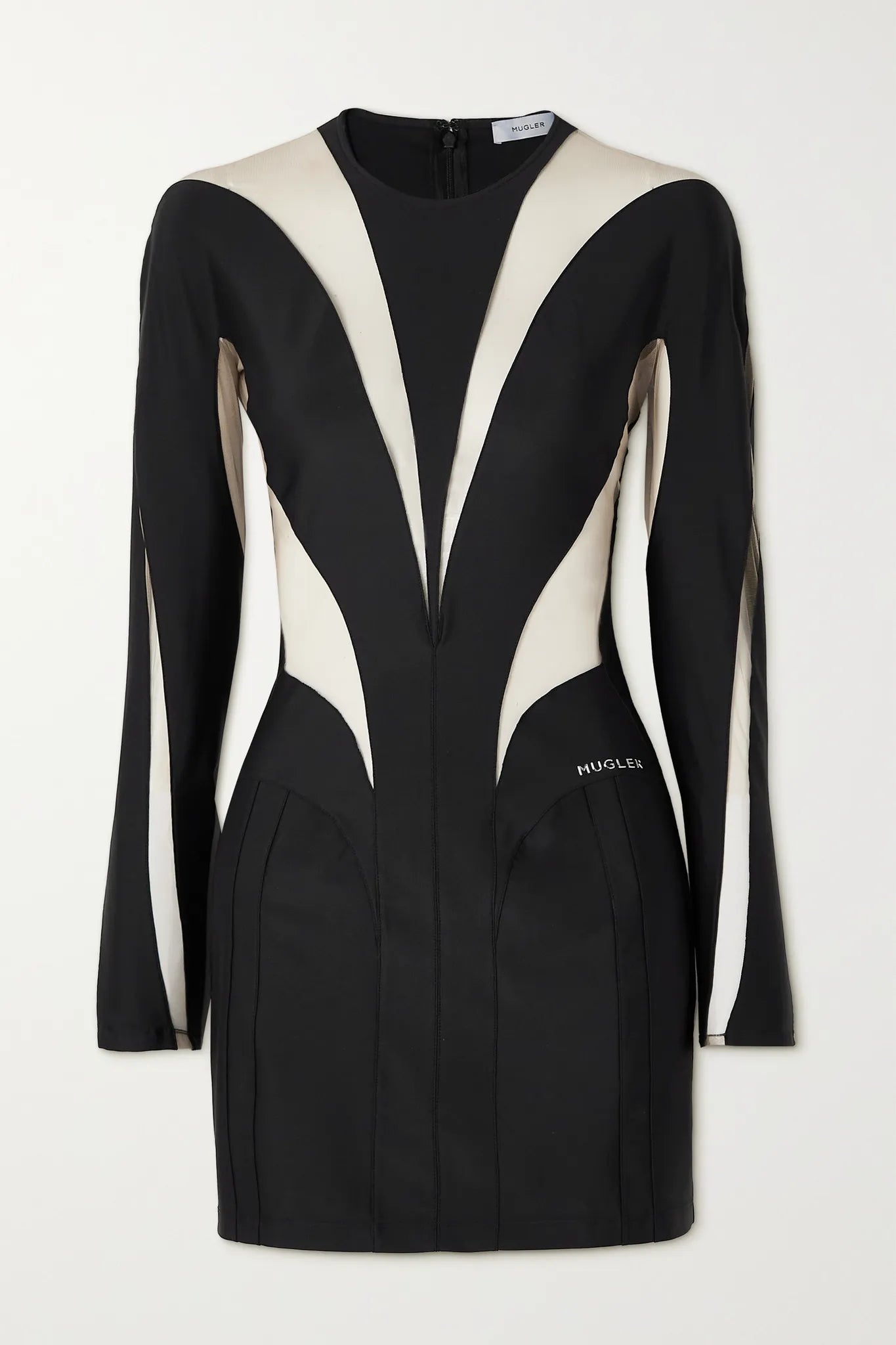 Thierry Mugler Black Spiral Panelled Dress V & G Luxe Boutique Thierry Mugler Black Spiral Panelled Dress V & G Luxe Boutique