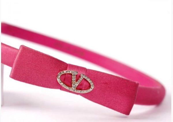 Valentino Garavani Pink V Logo Swarovski Hairband - V & G Luxe Boutique