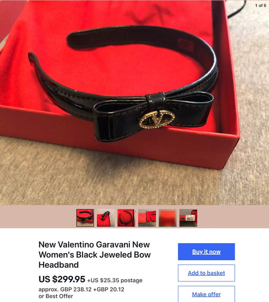 Valentino Garavani Pink V Logo Swarovski Hairband - V & G Luxe Boutique