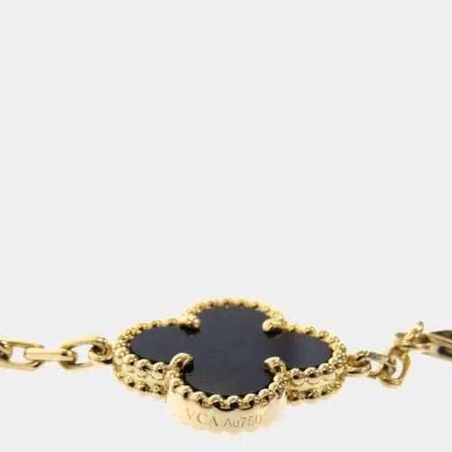 Van Cleef and Arpels Vintage Alhambra bracelet, 5 motifs 18K yellow gold, Onyx - V & G Luxe Boutique