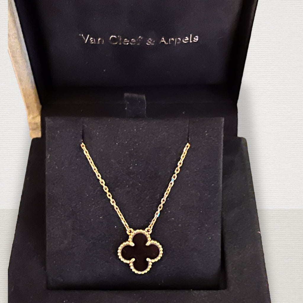 Van Cleef Arpels Vintage Alahambra Onyx Necklace V G Luxe