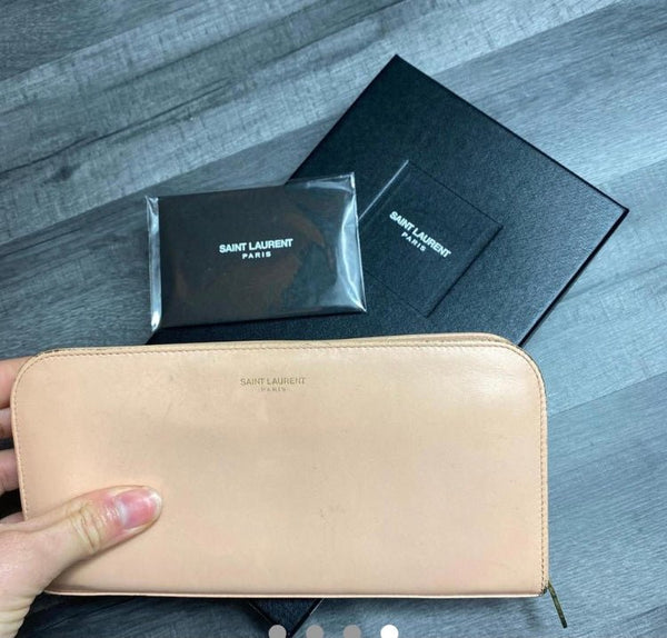 YSL Saint Laurent Large Light Beige / Nude Purse Wallet - V & G Luxe Boutique