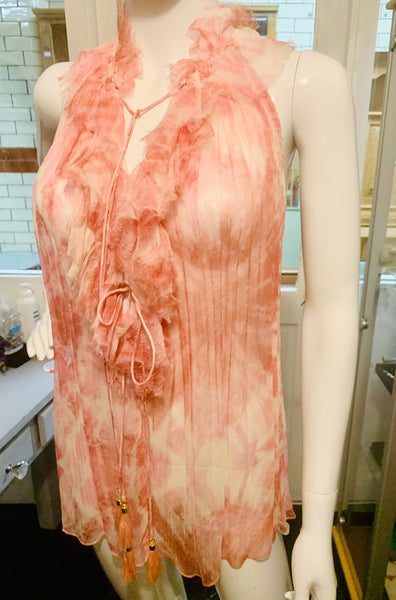 Zimmerman Brand New Winsome Pink Silk Ruffle Top, UK Size 10 - V & G Luxe Boutique