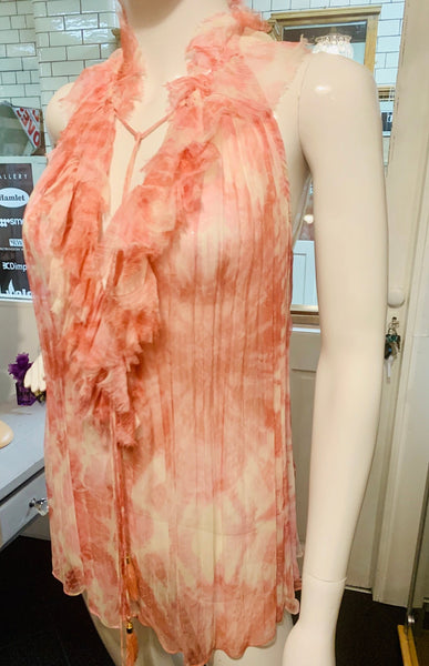 Zimmerman Brand New Winsome Pink Silk Ruffle Top, UK Size 10 - V & G Luxe Boutique