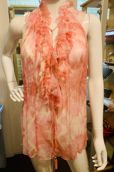 Zimmerman Brand New Winsome Pink Silk Ruffle Top, UK Size 10 - V & G Luxe Boutique