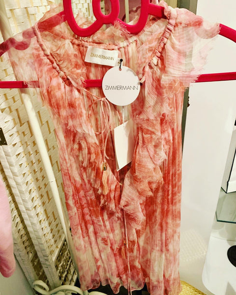 Zimmerman Brand New Winsome Pink Silk Ruffle Top, UK Size 10 - V & G Luxe Boutique