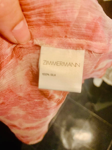 Zimmerman Brand New Winsome Pink Silk Ruffle Top, UK Size 10 - V & G Luxe Boutique