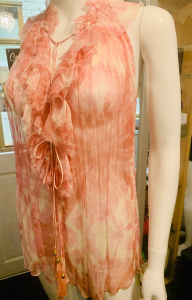 Zimmerman Brand New Winsome Pink Silk Ruffle Top, UK Size 10 - V & G Luxe Boutique