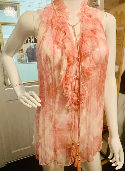 Zimmerman Brand New Winsome Pink Silk Ruffle Top, UK Size 10 - V & G Luxe Boutique
