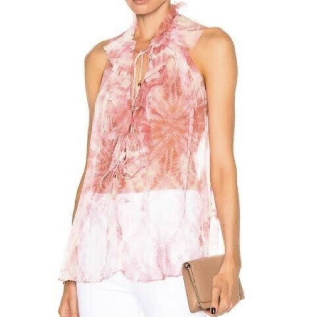Zimmerman Brand New Winsome Pink Silk Ruffle Top, UK Size 10 - V & G Luxe Boutique