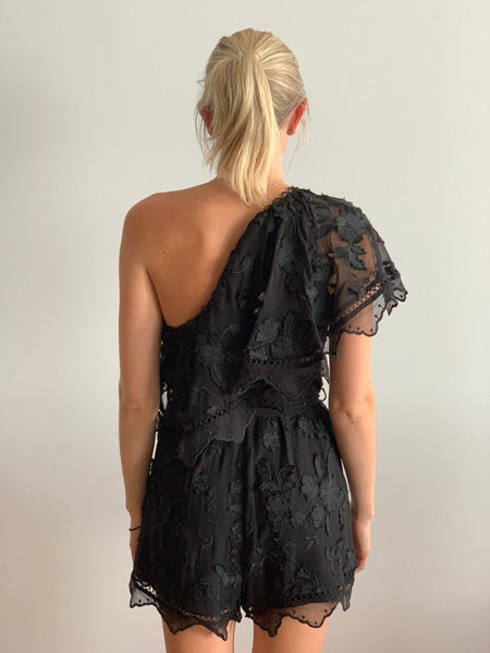 Zimmermann Mercer Black Silk Chiffon Playsuit, UK Size 10 / 12 (Size 2) - V & G Luxe Boutique