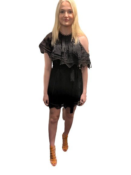 Zimmermann Mercer Black Silk Chiffon Playsuit, UK Size 10 / 12 (Size 2) - V & G Luxe Boutique